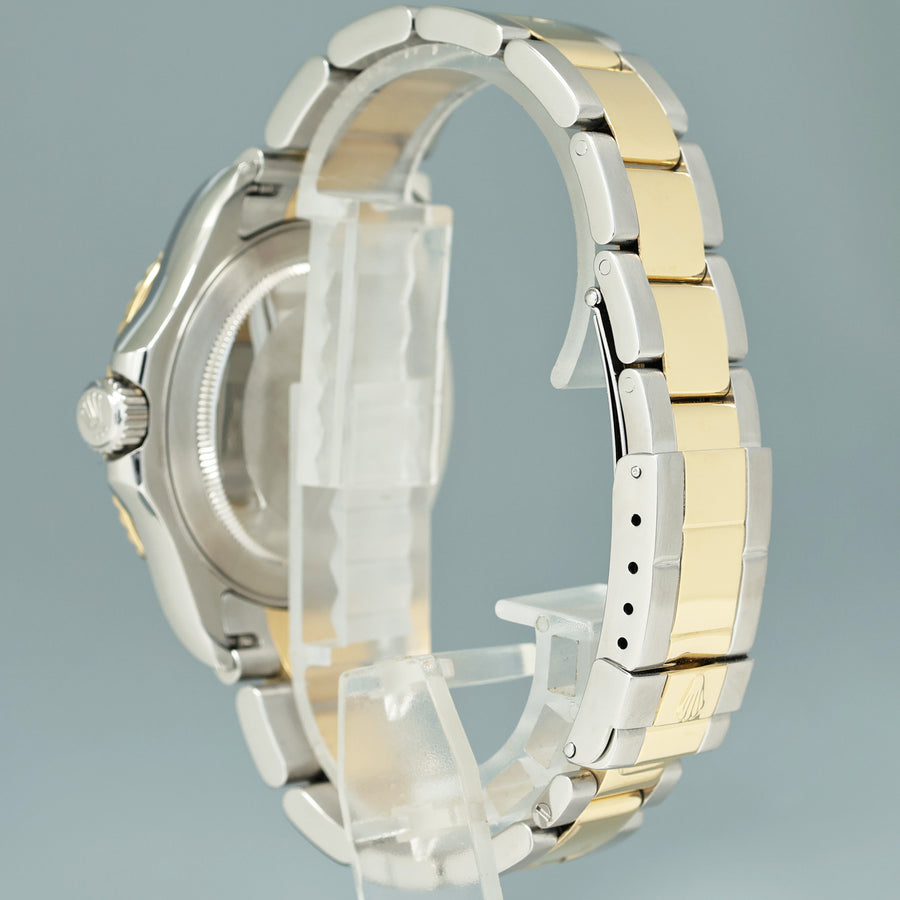 MINT 2009 Rolex Yachtmaster 16623 Two Tone Yellow Gold Steel White Sapphire Watch