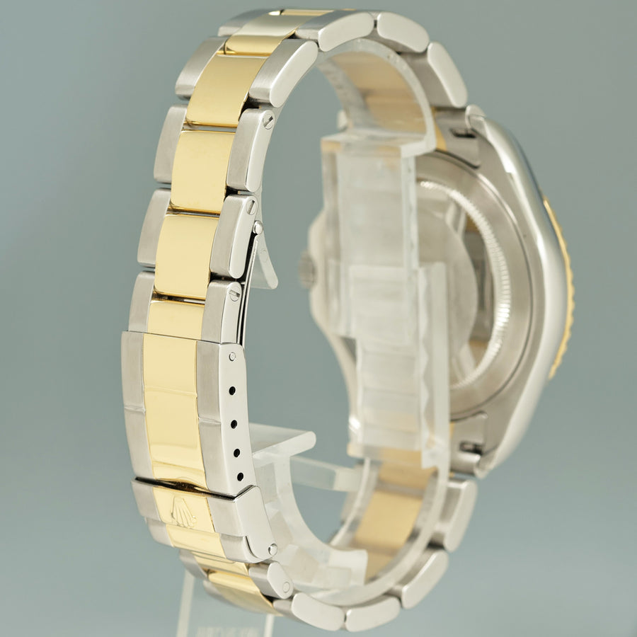 MINT 2009 Rolex Yachtmaster 16623 Two Tone Yellow Gold Steel White Sapphire Watch