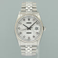 2003 MINT Rolex DateJust 16234 Silver Diamond Anniversary Jubilee Gold Fluted Watch