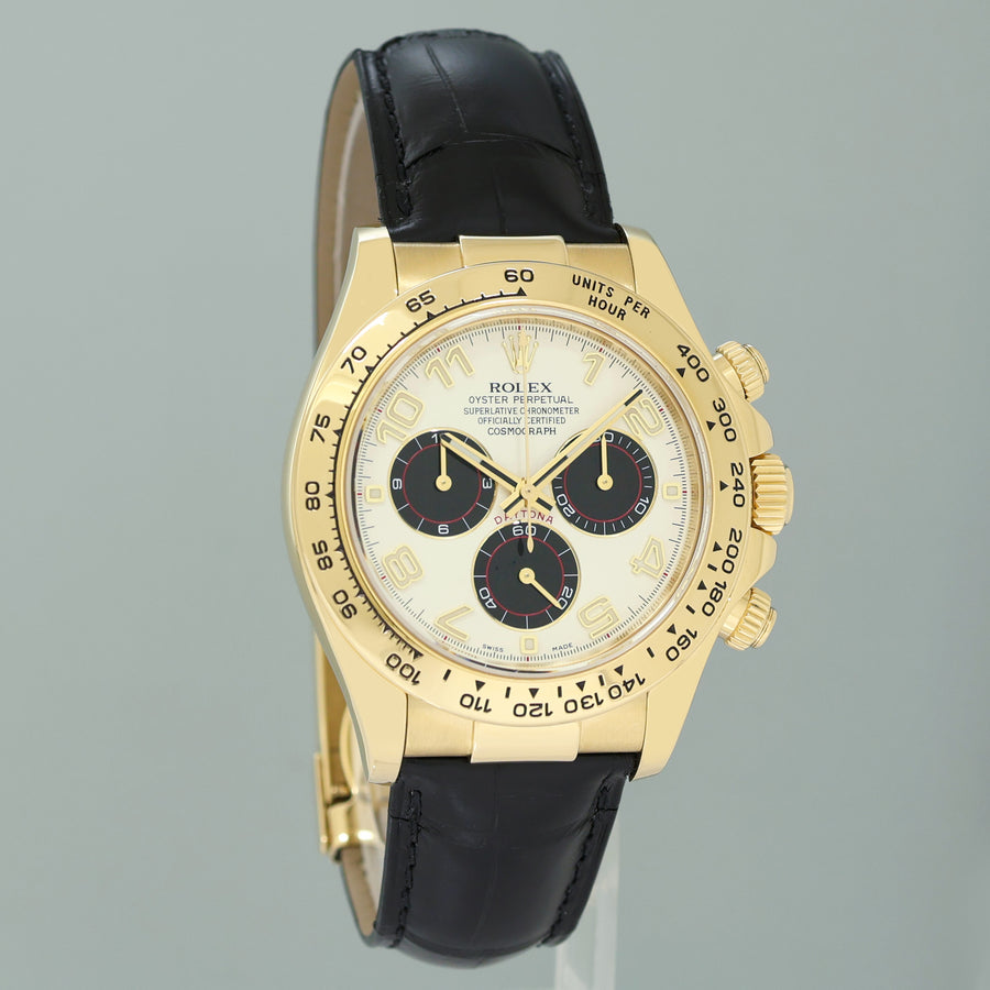 2025 RSC PAPERS Rolex 116518 Daytona Cosmograph White Panda Yellow Gold Watch Box