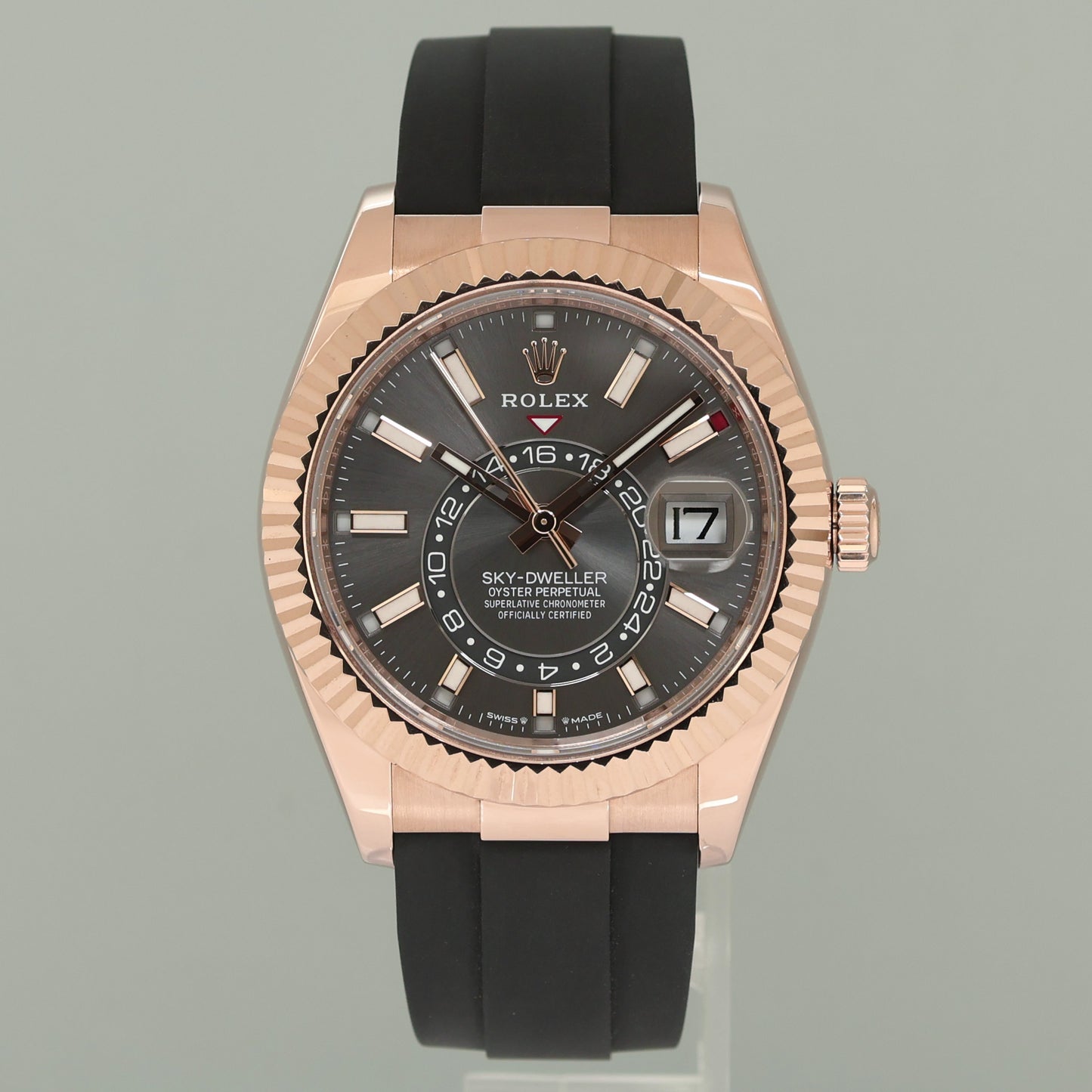2024 NEW PAPERS Rolex Sky-Dweller Rose Gold Slate Oysterflex 336235 Watch Box
