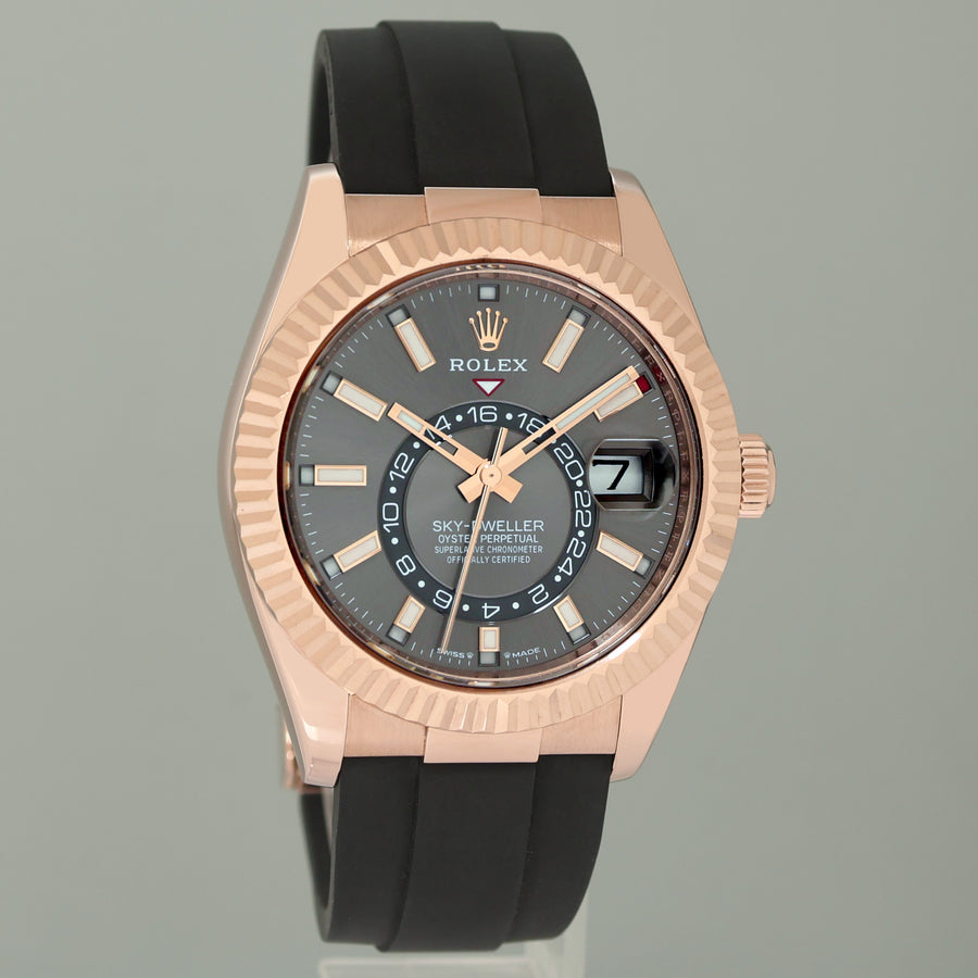 2024 NEW PAPERS Rolex Sky-Dweller Rose Gold Slate Oysterflex 336235 Watch Box
