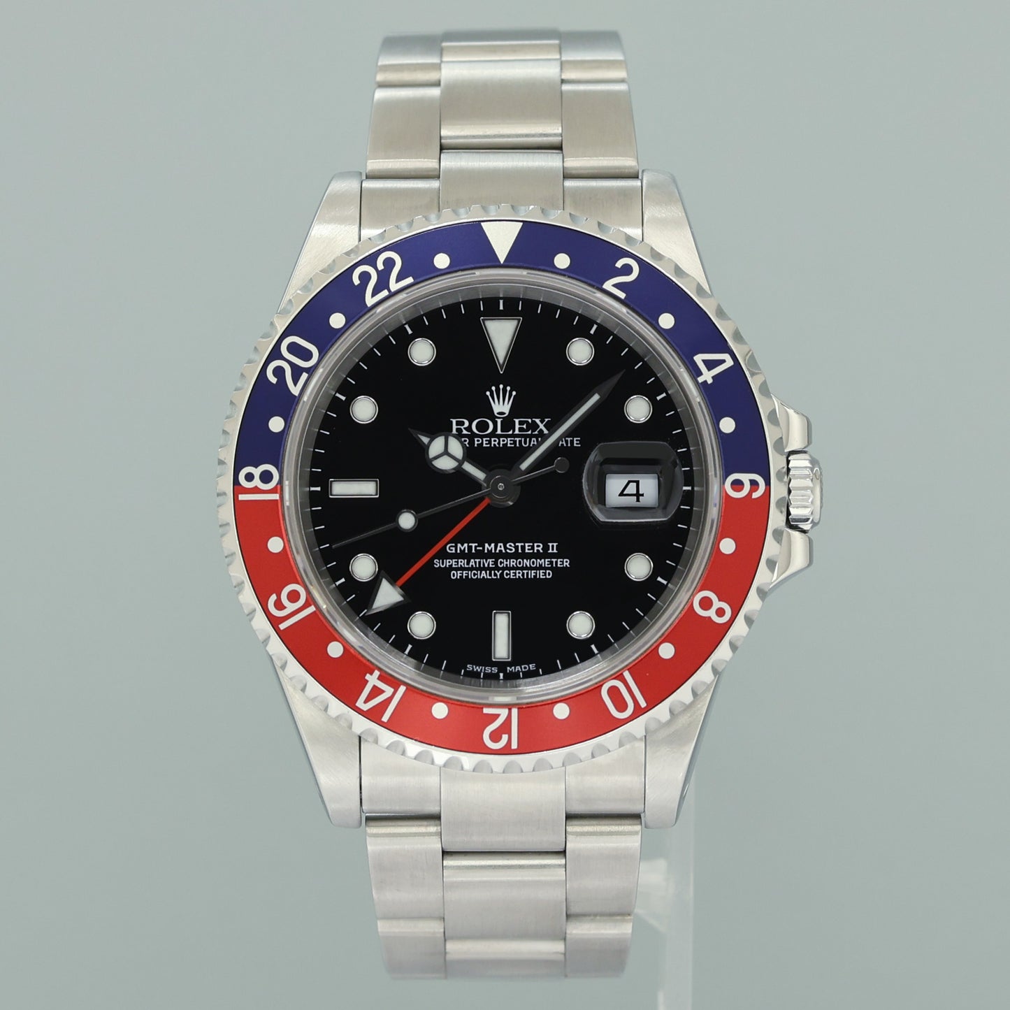 2000 MINT PAPERS Rolex GMT-Master II Pepsi Blue Red Steel 16710BLRO 40mm Watch