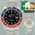 2000 MINT PAPERS Rolex GMT-Master II Pepsi Blue Red Steel 16710BLRO 40mm Watch