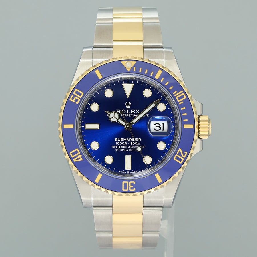 2021 NEW PAPERS Rolex Submariner 41mm Blue 126613LB Two Tone Gold Steel Watch Box