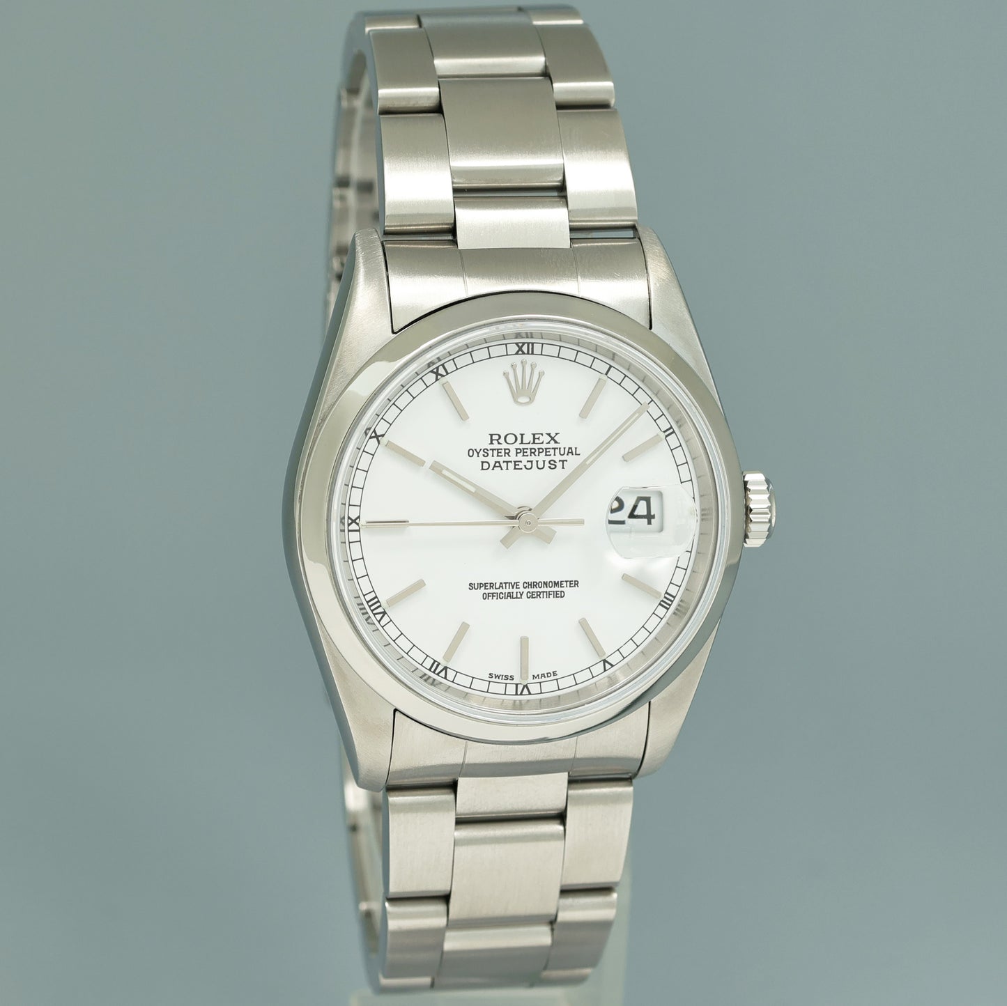 MINT Rolex DateJust 36mm 16200 Steel White Stick Oyster 36mm Watch Box