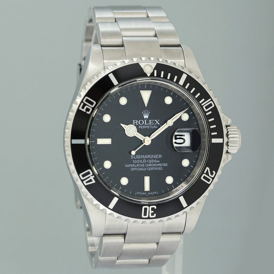 MINT PAPERS 2009 Rolex 16610LN Submariner Date Stainless Steel Black Watch Box