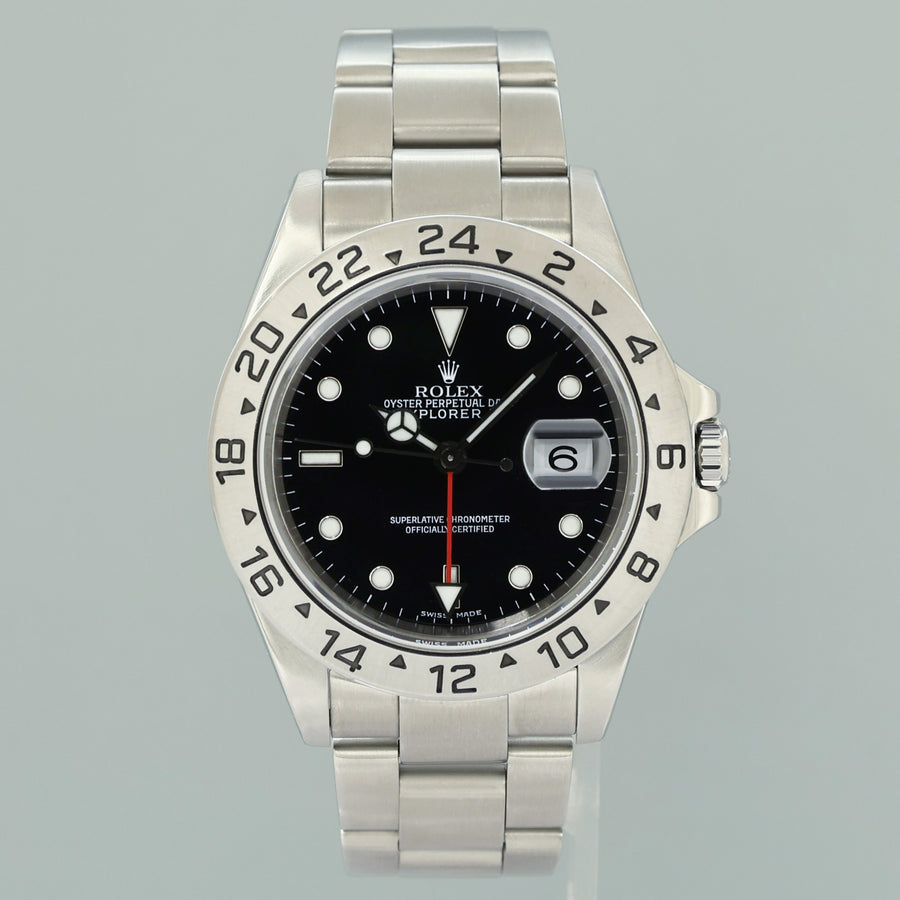 MINT PAPERS 2000 Rolex Explorer II 16570 Stainless Steel Black Dial GMT 40mm Watch Box