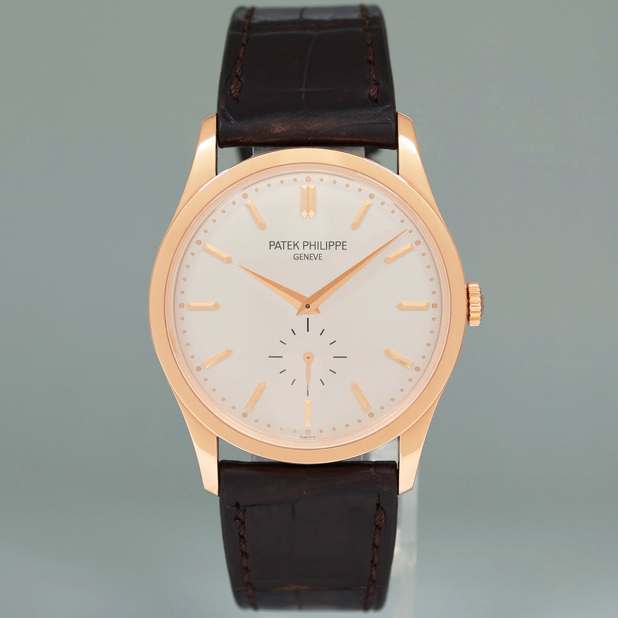 MINT Patek Philippe Calatrava 5196R Rose Gold Brown Leather 37mm Watch Box