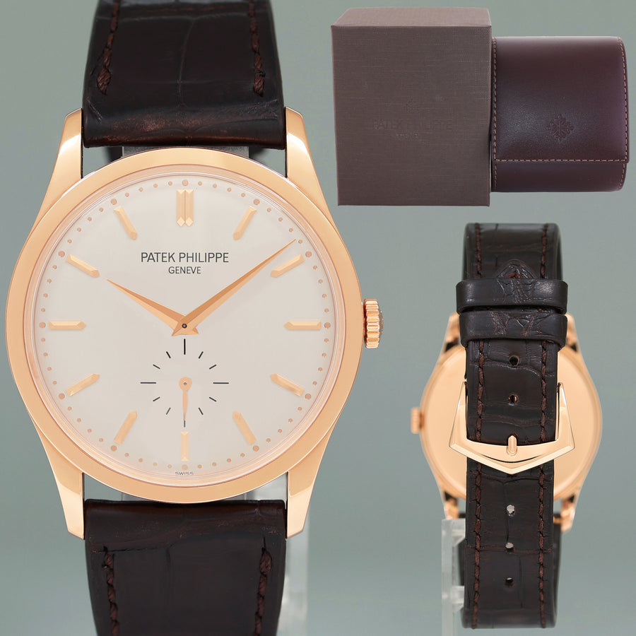 MINT Patek Philippe Calatrava 5196R Rose Gold Brown Leather 37mm Watch Box