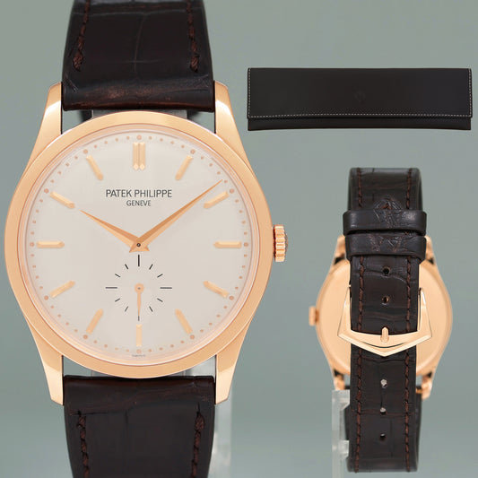 MINT Patek Philippe Calatrava 5196R Rose Gold Brown Leather 37mm Watch Box