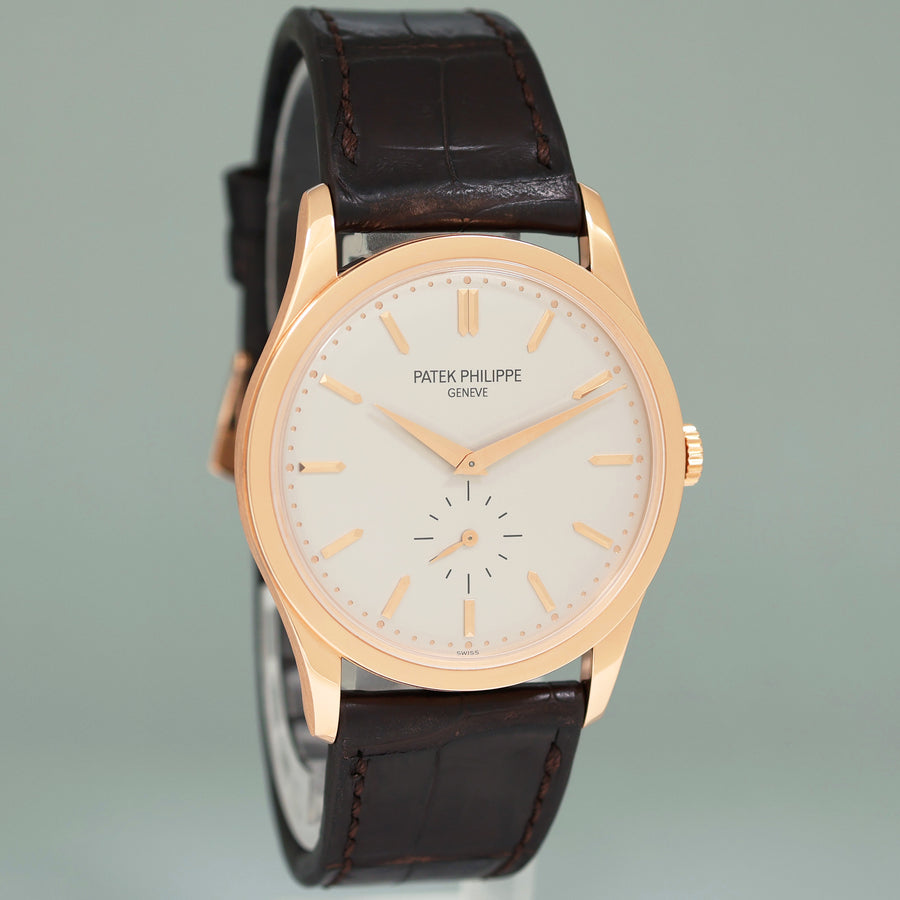 MINT Patek Philippe Calatrava 5196R Rose Gold Brown Leather 37mm Watch Box