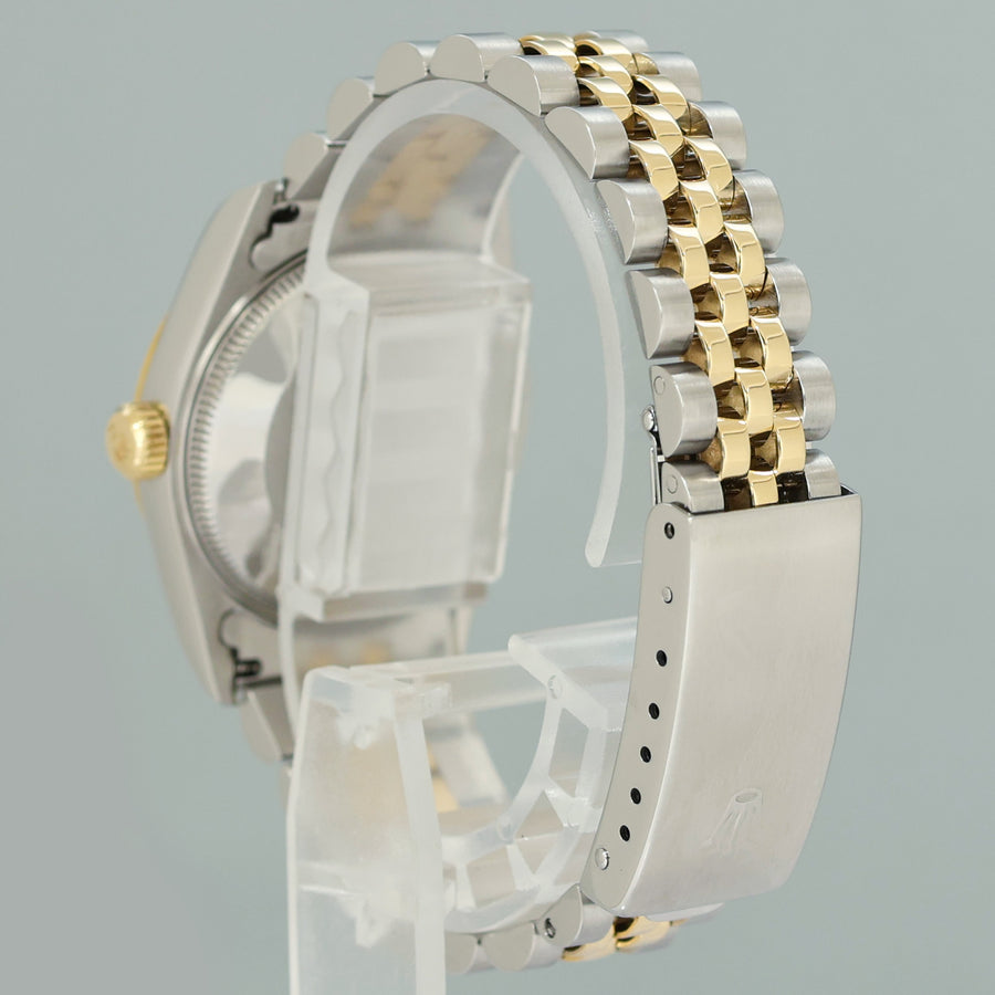 MINT Ladies Rolex 68273 Two Tone Yellow Gold Fluted 31mm Blue Diamond Bezel Watch