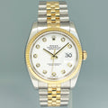 2014 MINT Rolex DateJust Jubilee Two Tone Gold 36mm 116233 White Diamond Watch