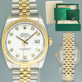 2014 MINT Rolex DateJust Jubilee Two Tone Gold 36mm 116233 White Diamond Watch