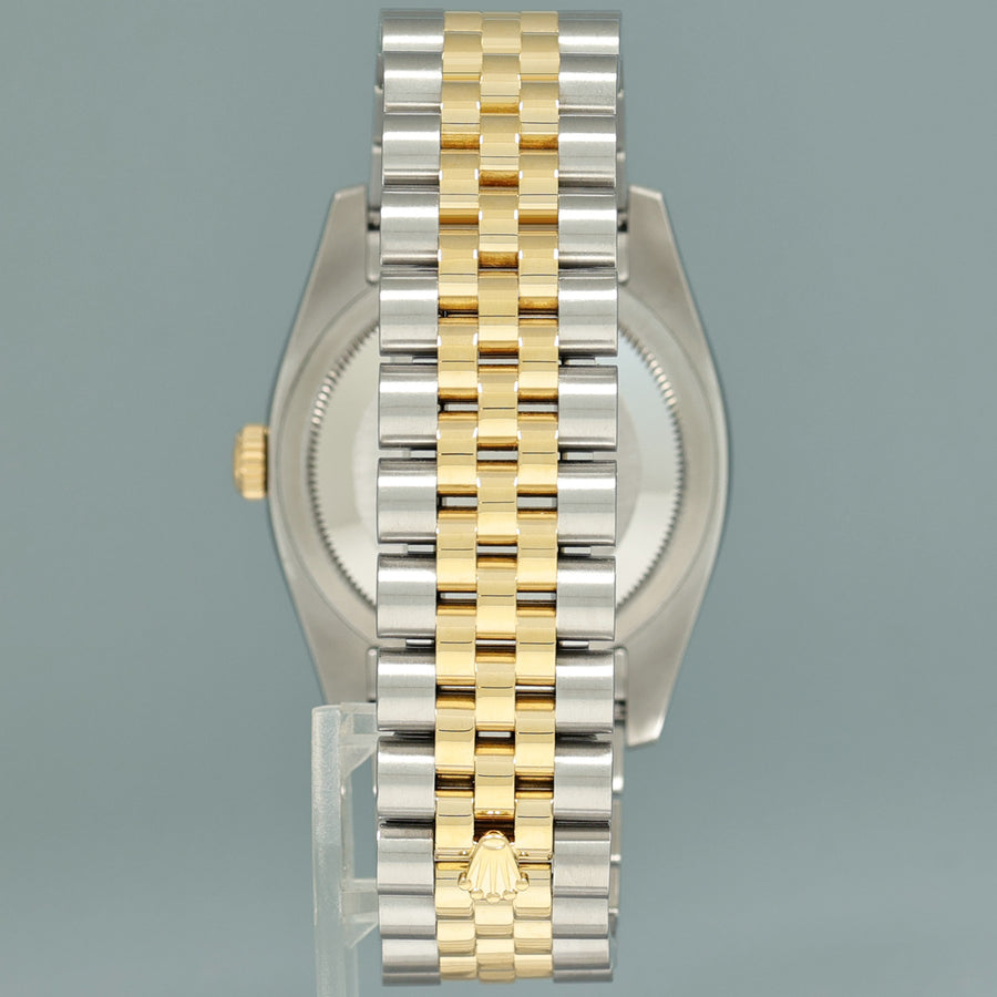 2014 MINT Rolex DateJust Jubilee Two Tone Gold 36mm 116233 White Diamond Watch
