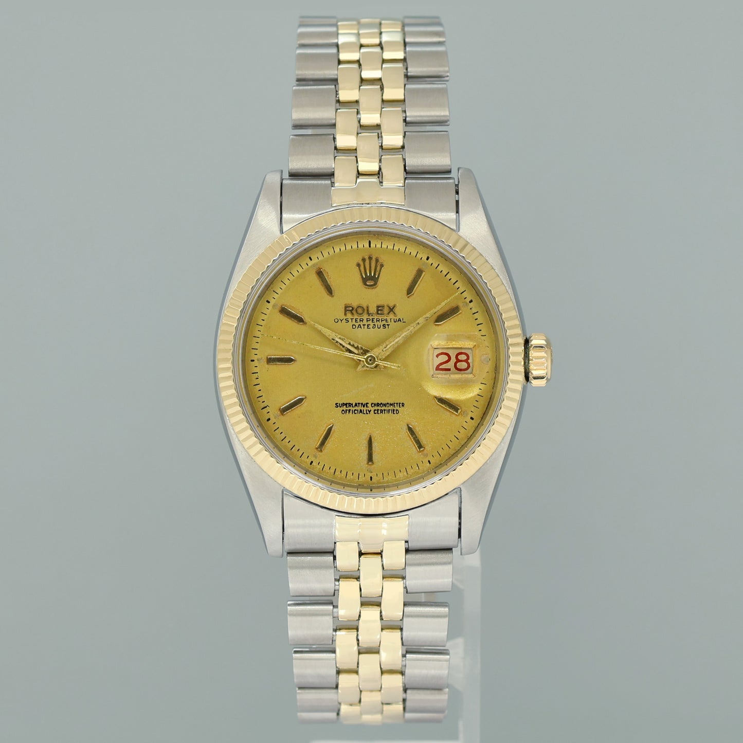 Rolex Datejust 6605 Yellow Gold Two Tone Jubilee Champagne Watch Box