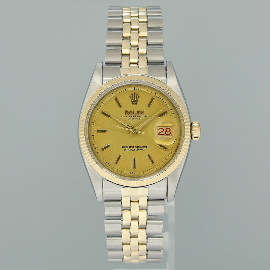 Rolex Datejust 6605 Yellow Gold Two Tone Jubilee Champagne Watch Box