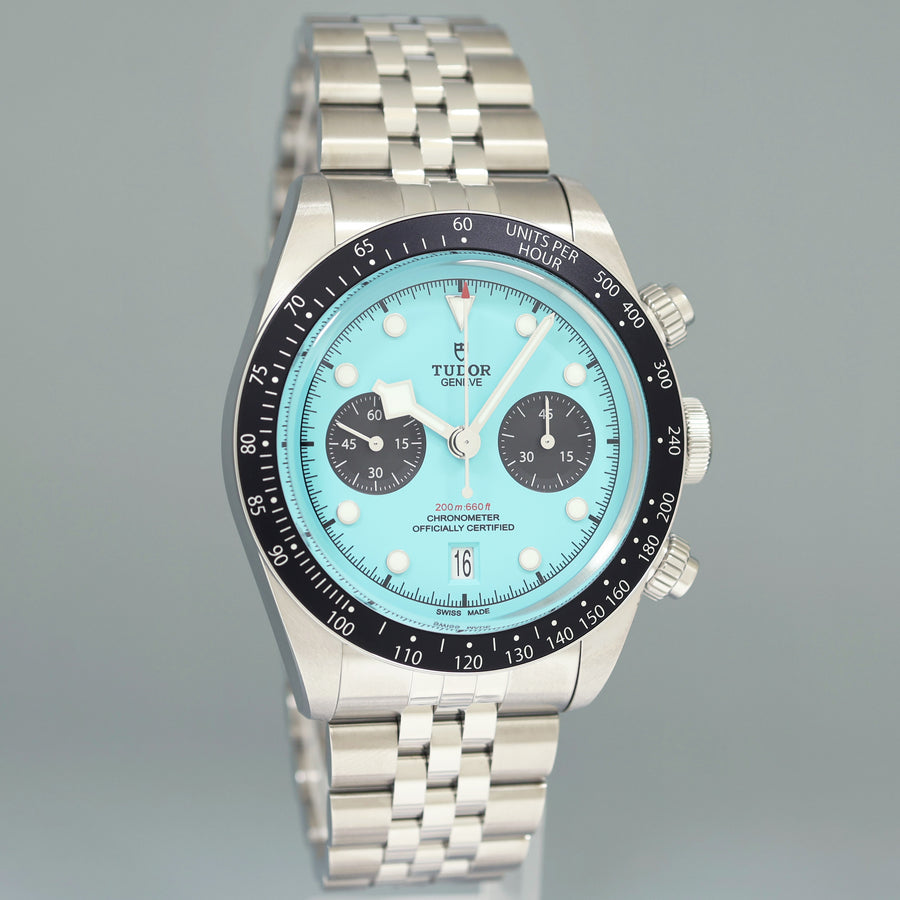 2025 NEW PAPERS Tudor Blue Flamingo Chrono Jubilee Steel 79360N Black Bay Watch Box