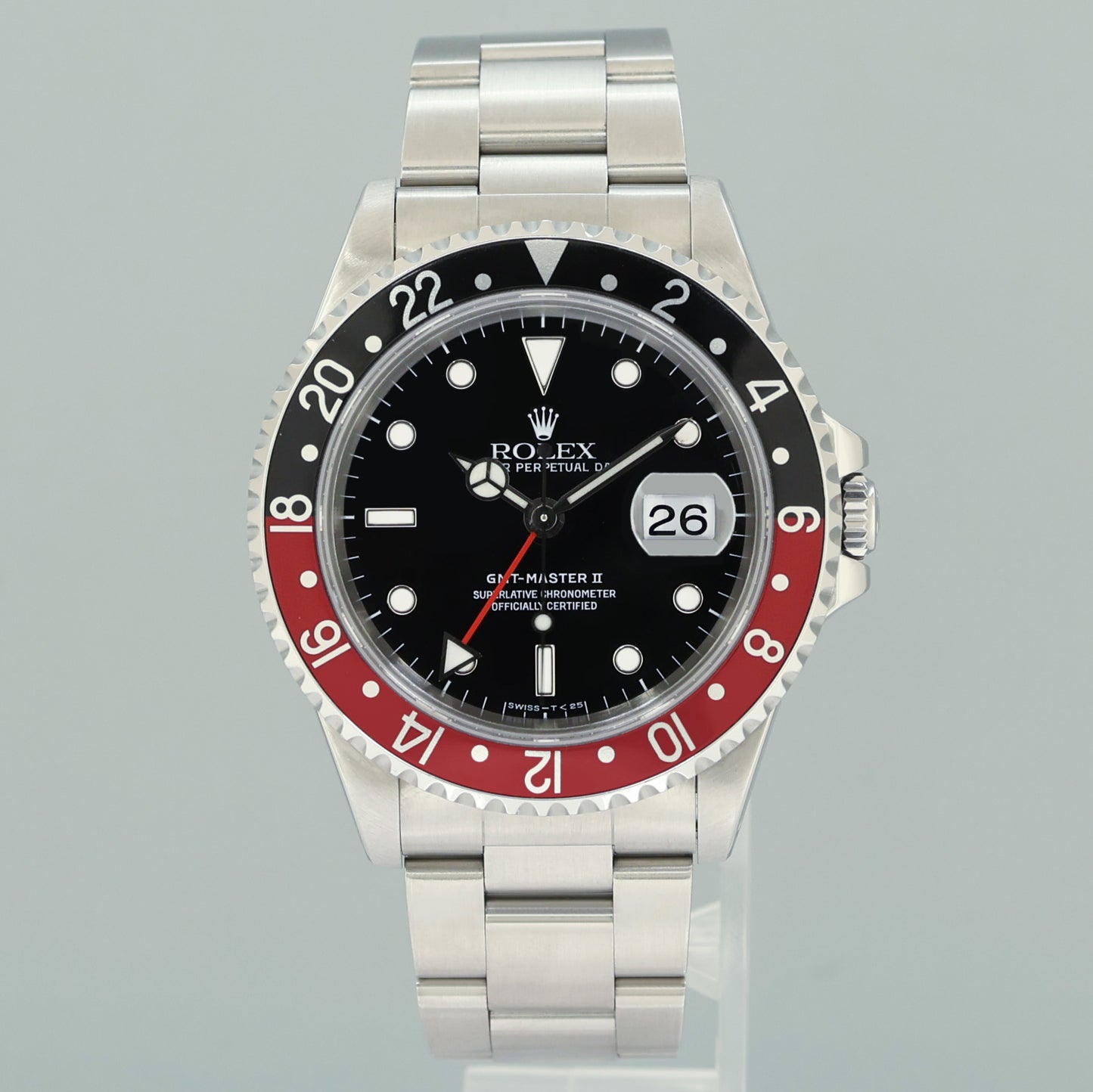 PAPERS 2025 RSC Service Rolex GMT-Master II Coke Red Black Steel 16710 40mm Watch