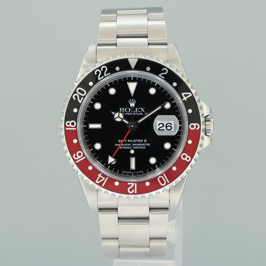 PAPERS 2025 RSC Service Rolex GMT-Master II Coke Red Black Steel 16710 40mm Watch