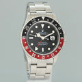 PAPERS 2025 RSC Service Rolex GMT-Master II Coke Red Black Steel 16710 40mm Watch