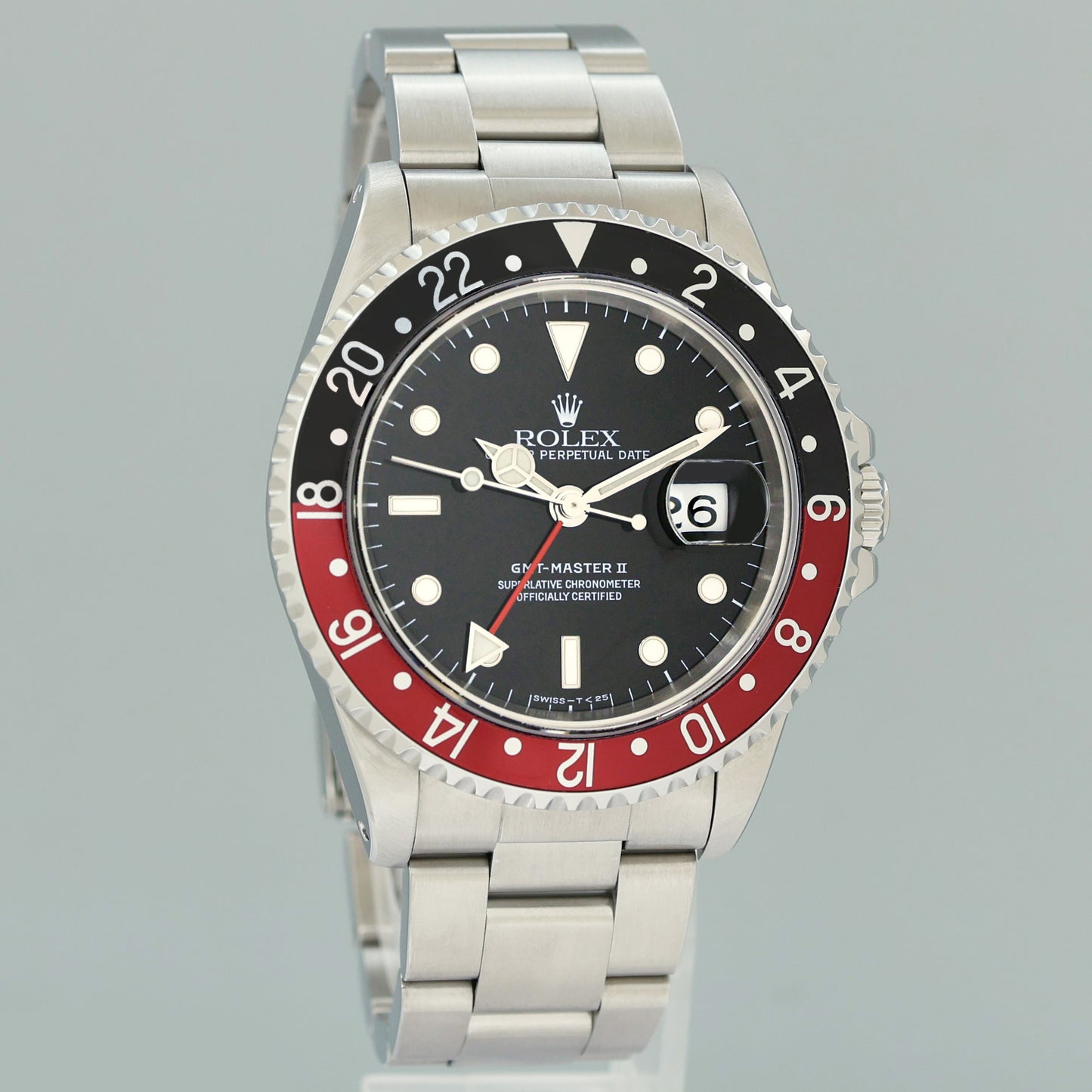 PAPERS 2025 RSC Service Rolex GMT-Master II Coke Red Black Steel 16710 40mm Watch