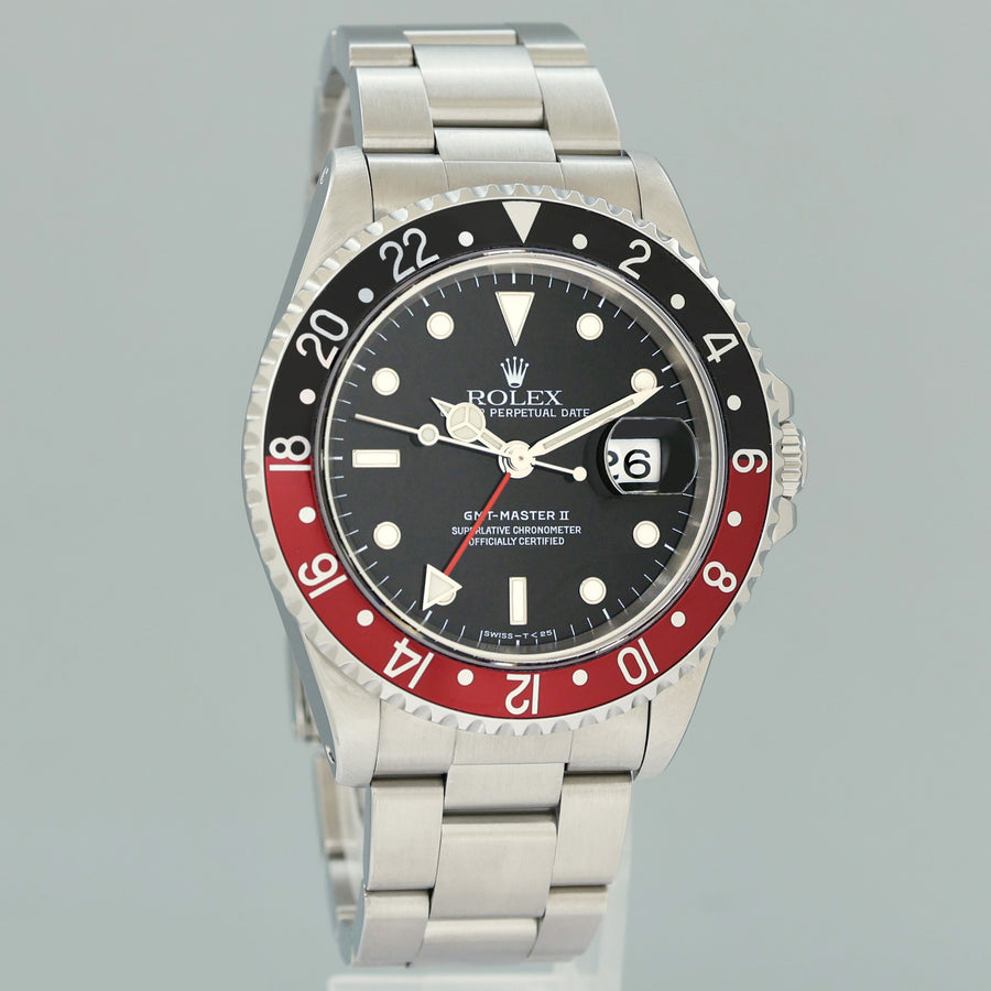 PAPERS 2025 RSC Service Rolex GMT-Master II Coke Red Black Steel 16710 40mm Watch