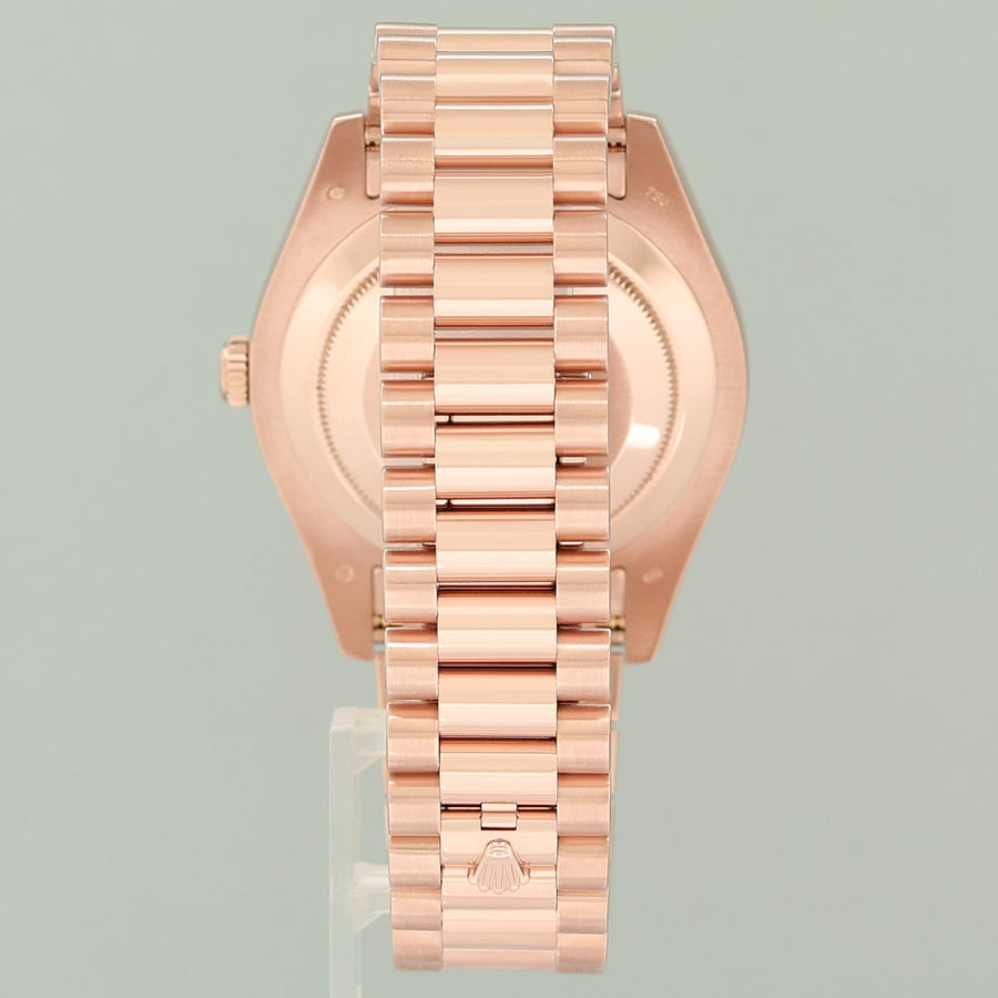 MINT Rolex Day Date II President Rose Gold Black Stick 41mm 218235 Watch Box