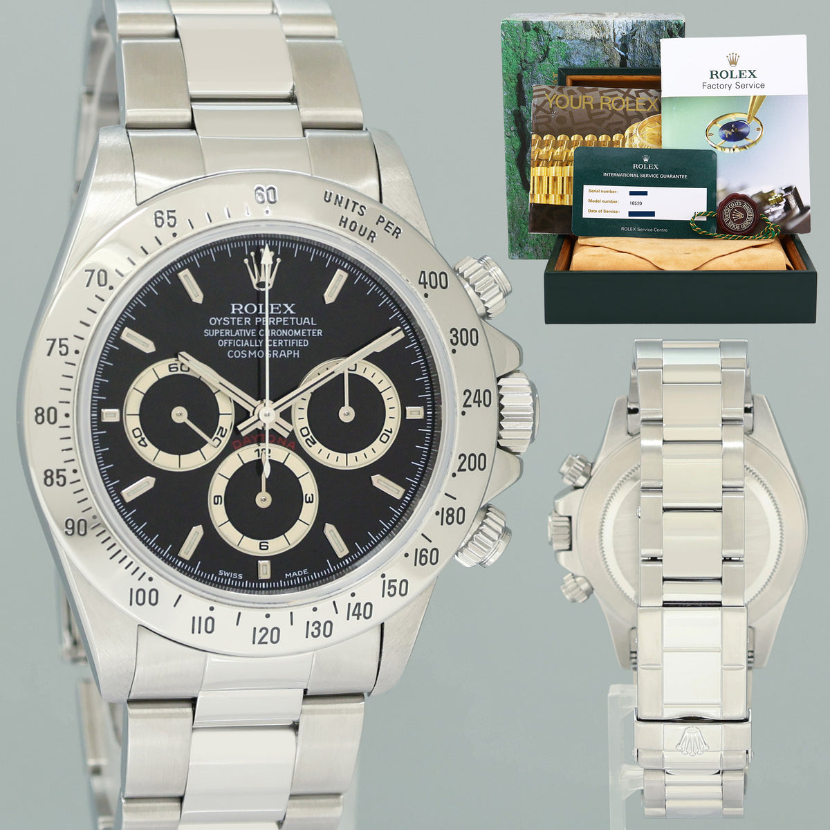 2018 RSC PAPERS MINT Rolex 16520 Zenith Daytona Black 40mm Chronograph Watch Box