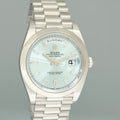 MINT 2020 Rolex Platinum President Day Date 40 Blue Baguette Diamond 228206 Watch