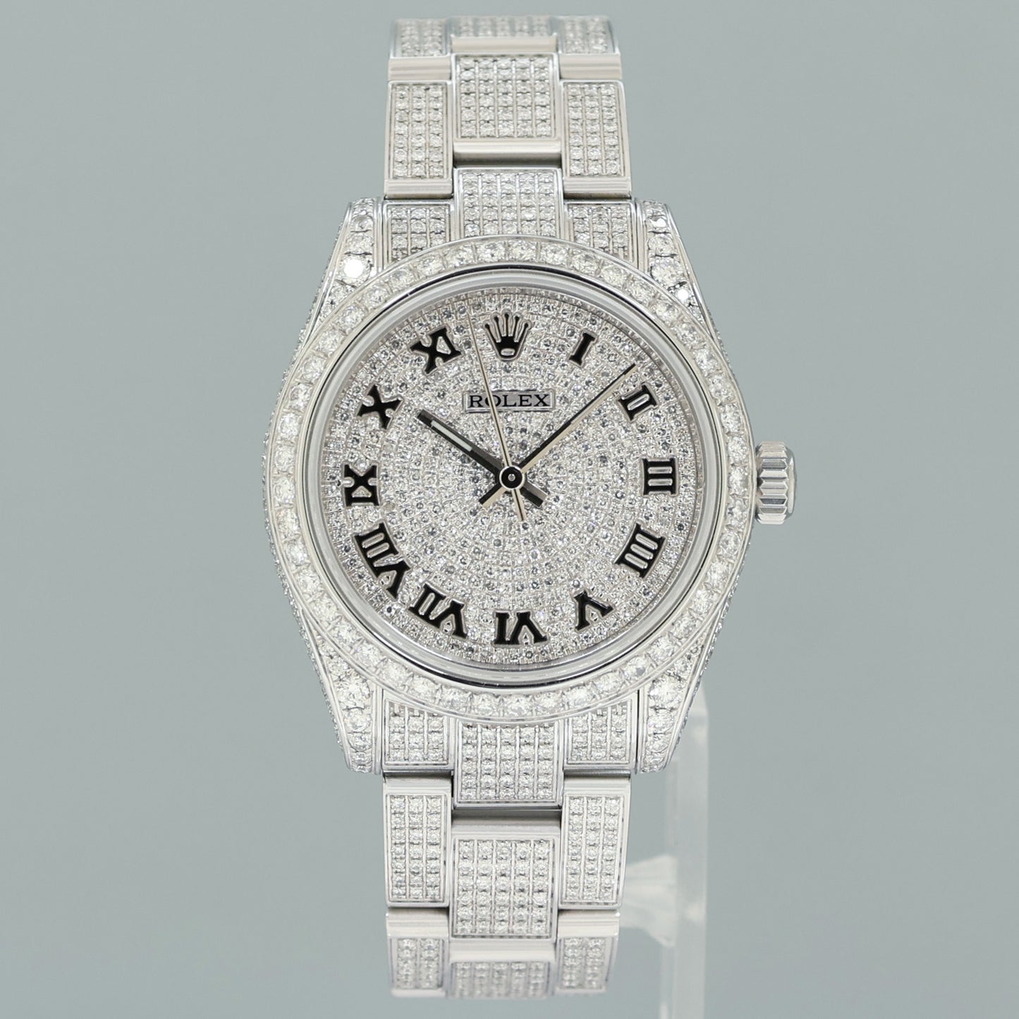 MINT Rolex Oyster 177200 Perpetual 31mm Diamond Pave Iced out Oyster Watch Box