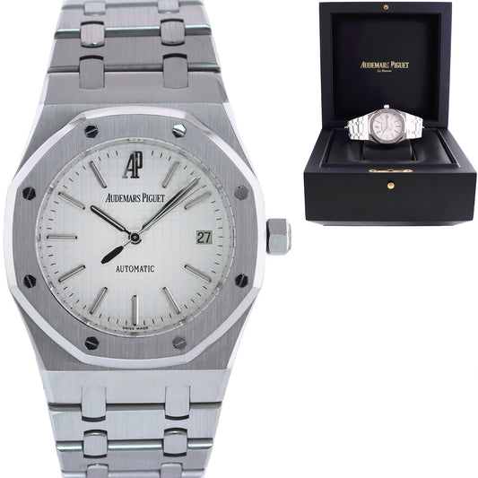MINT Audemars Piguet Royal Oak White Dial 39mm Steel 15300 Date Watch Box