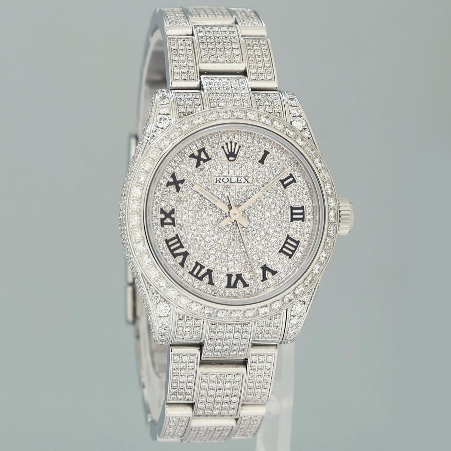 MINT Rolex Oyster 177200 Perpetual 31mm Diamond Pave Iced out Oyster Watch Box