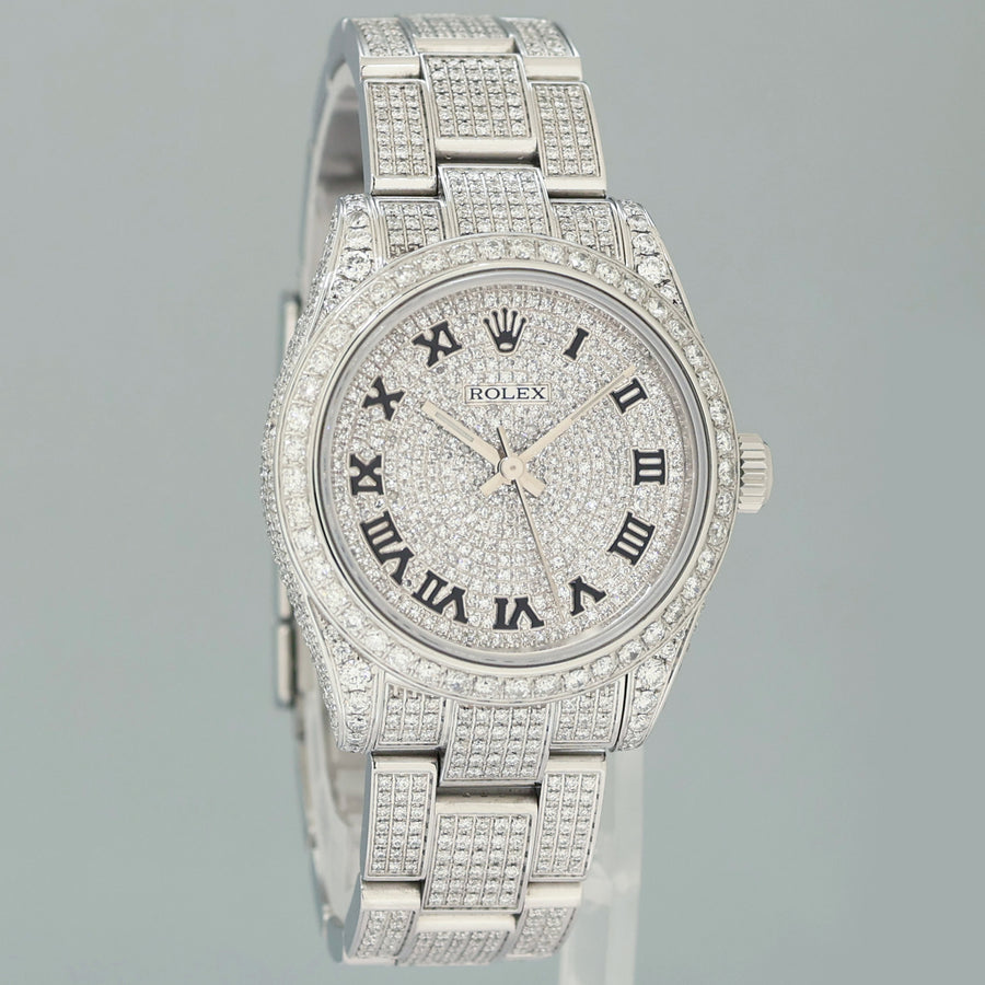 MINT Rolex Oyster 177200 Perpetual 31mm Diamond Pave Iced out Oyster Watch Box