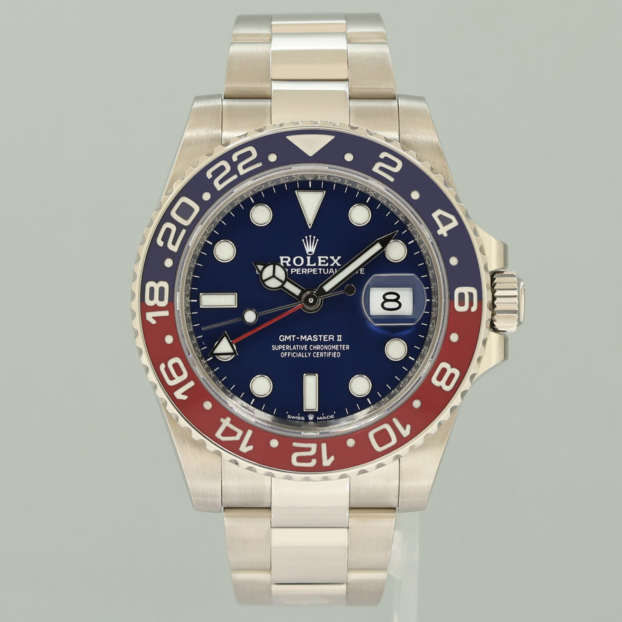 2022 MINT Rolex GMT-Master II 126719 Pepsi Blue Dial White Gold 40mm Watch Box