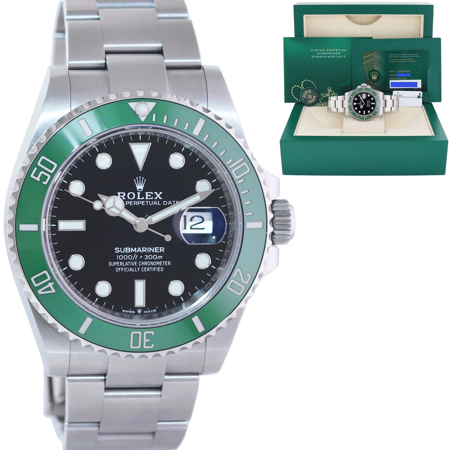 2024 NEW PAPERS Rolex Submariner 41mm GREEN Starbucks MK2 126610LV Watch Box