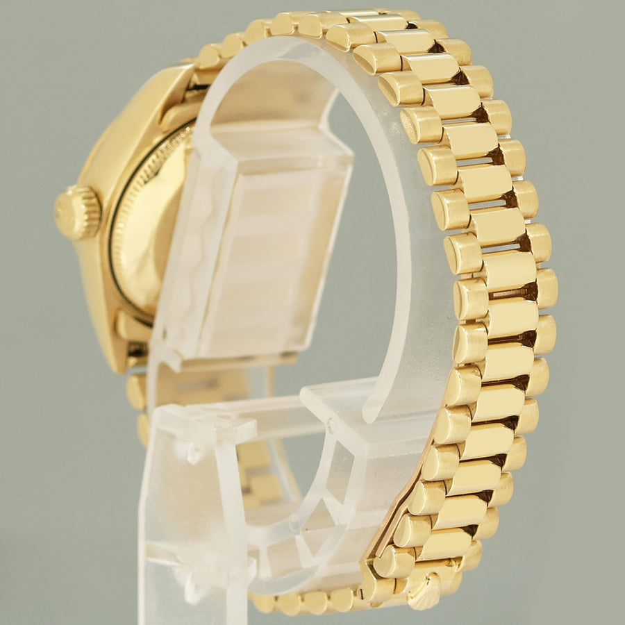 MINT Blue Diamond Ladies Rolex DateJust 69178 President 26mm 18k Yellow Gold Watch