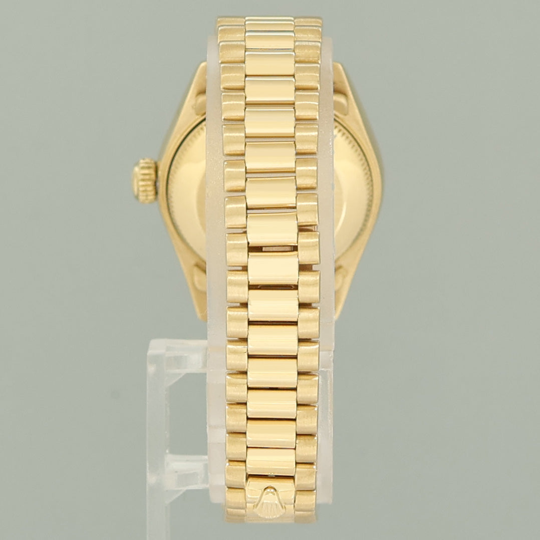 MINT Blue Diamond Ladies Rolex DateJust 69178 President 26mm 18k Yellow Gold Watch