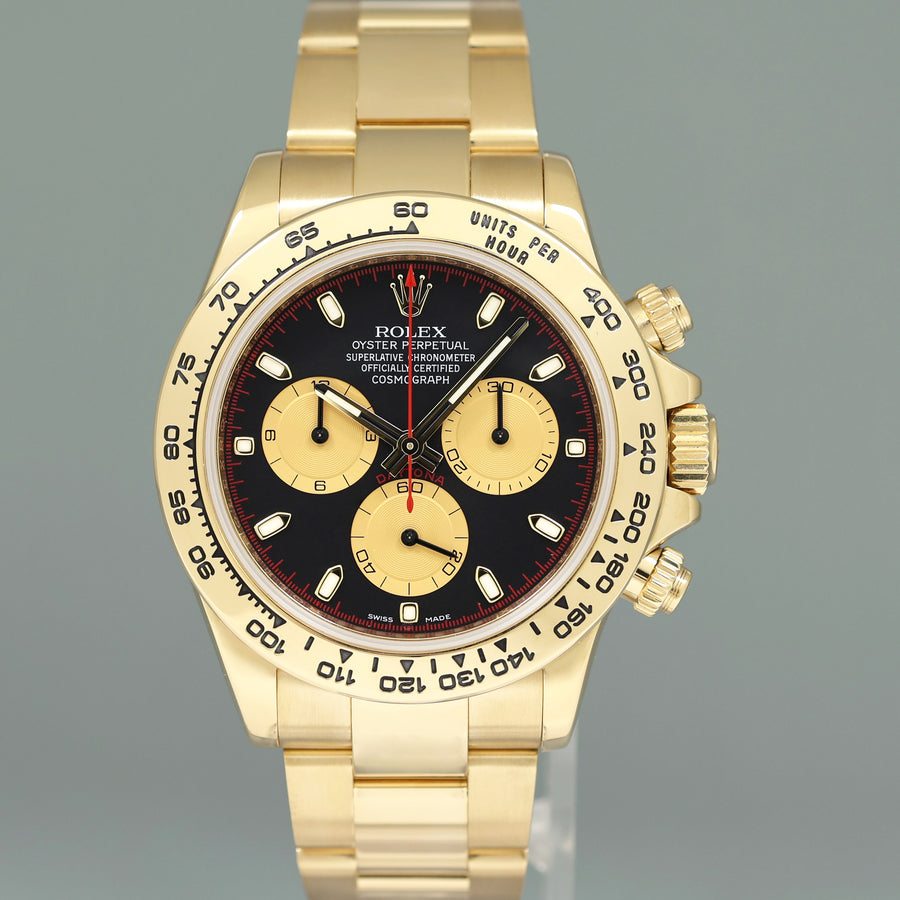 2022 MINT Rolex Daytona 116508 Black Paul Newman Yellow Gold Chrono 40mm Watch