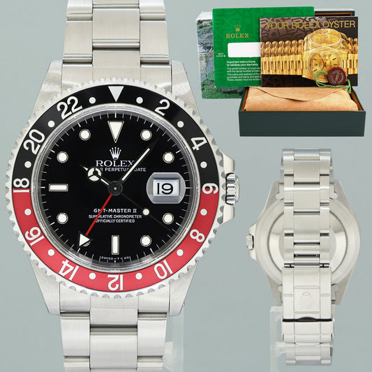 1998 MINT Rolex Coke 16710 GMT-Master II Tritium Red Black Steel 40mm Watch Box