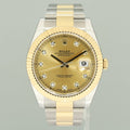 2021 MINT Rolex DateJust 126333 Two Tone Gold Champagne Diamond 41mm Watch Box
