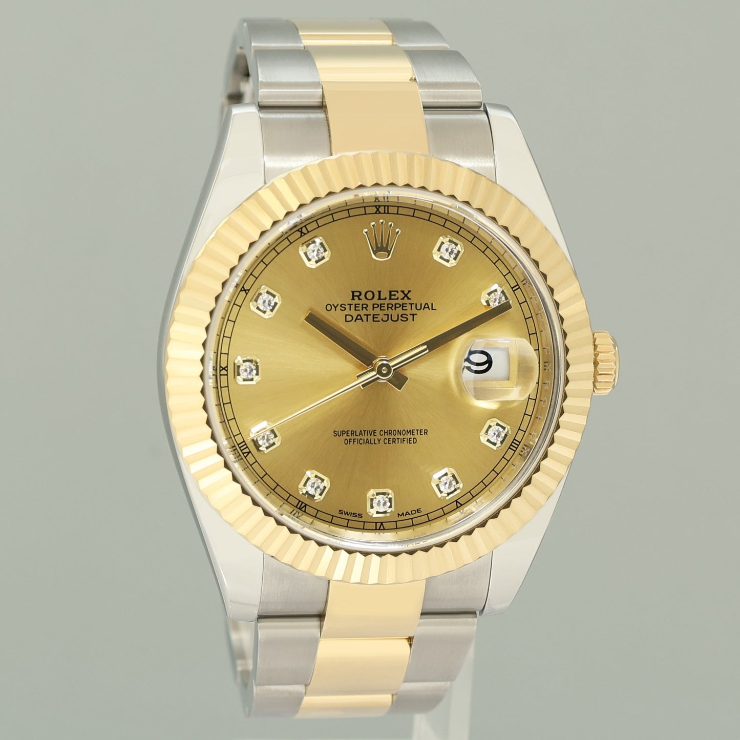 2021 MINT Rolex DateJust 126333 Two Tone Gold Champagne Diamond 41mm Watch Box