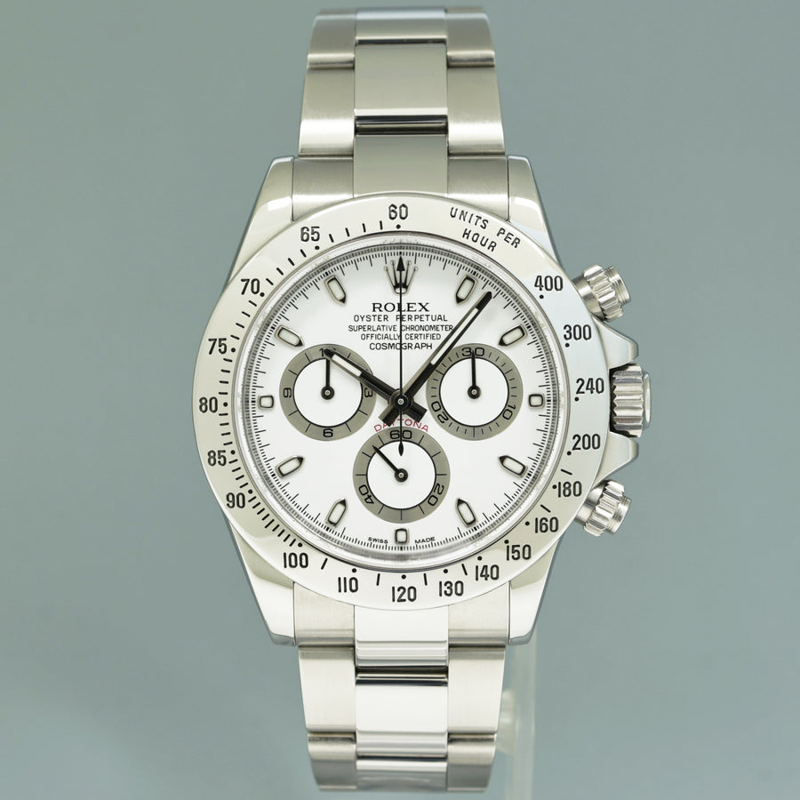 2009 MINT Rolex 40mm Daytona 116520 White APH Chronograph Steel Watch Box