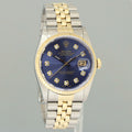 MINT Rolex DateJust 16233 Two Tone Yellow Gold Jubilee Blue Diamond Watch Box