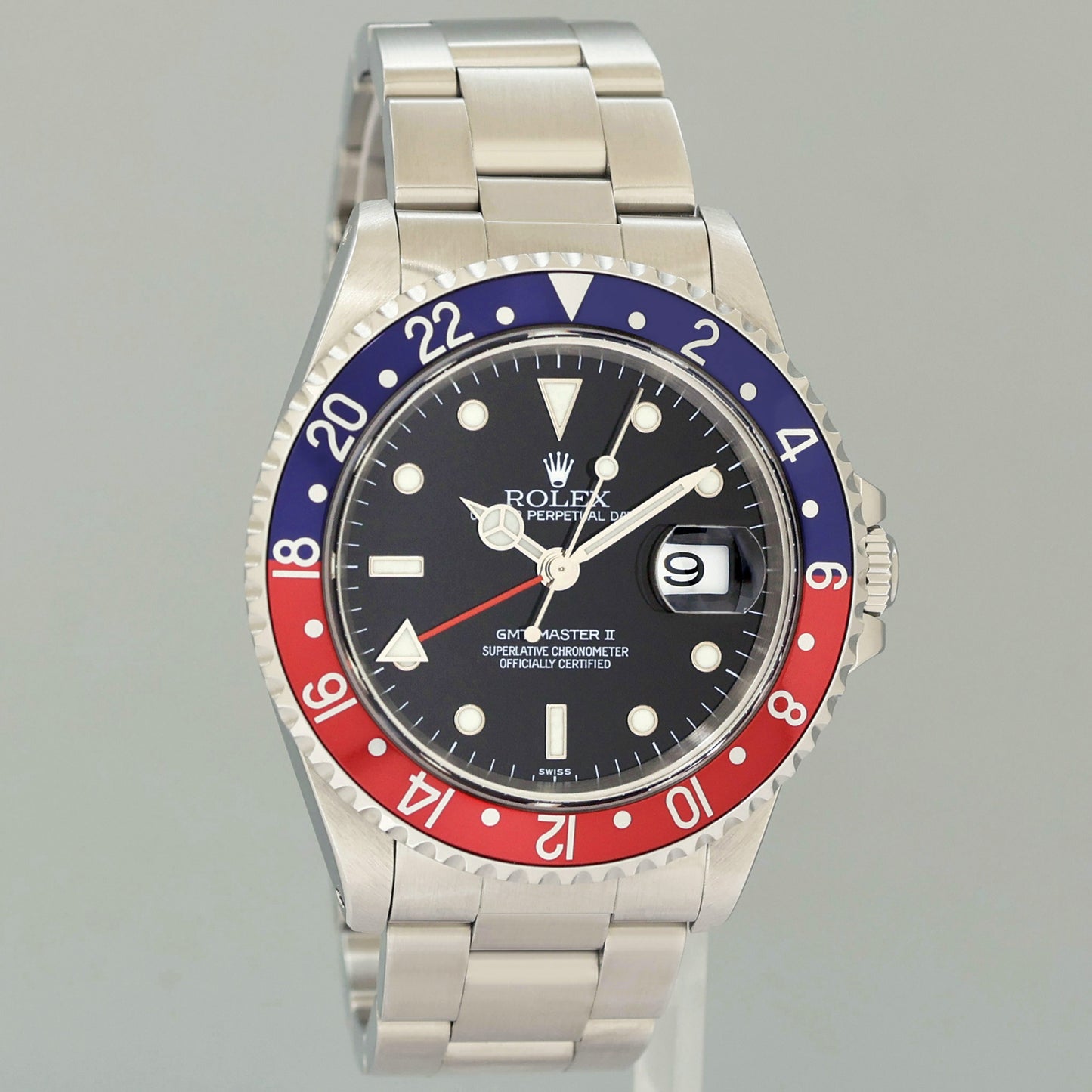 1999 MINT PAPERS Rolex GMT-Master II Pepsi Blue Red Steel 16710 40mm Watch Box