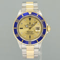 MINT Rolex Submariner 16613LB Two Tone Gold Champage Serti Diamond Watch Box