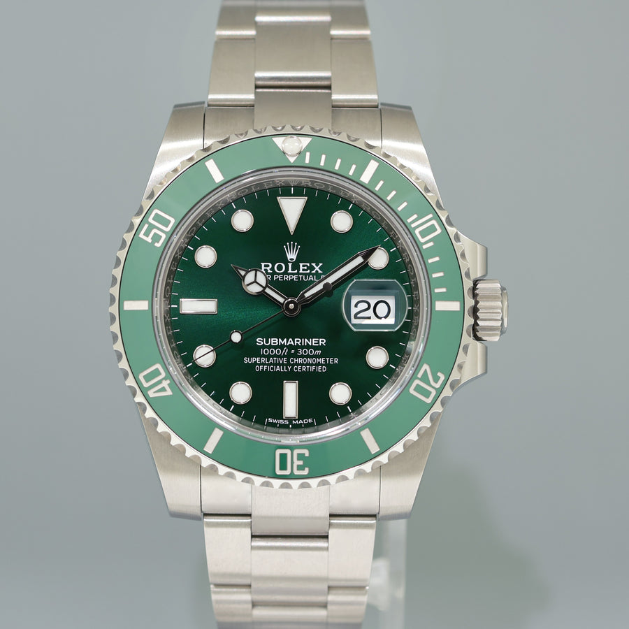 2020 MINT PAPERS Rolex 116610LV Submariner Hulk Green Dial Ceramic Watch Box