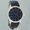 MINT Rolex Cellini Date Blue Dial White Gold 39mm Leather Automatic 50519 Watch Box