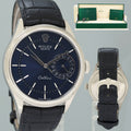 MINT Rolex Cellini Date Blue Dial White Gold 39mm Leather Automatic 50519 Watch Box